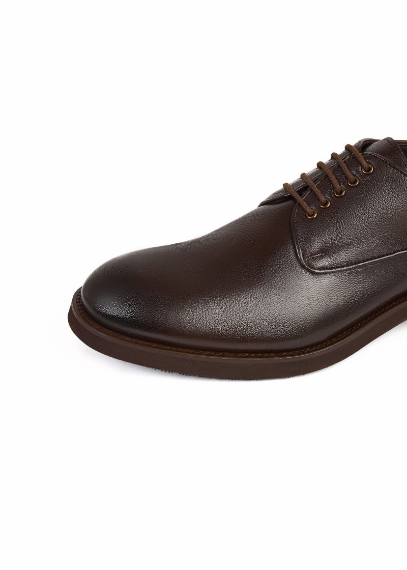 JK42KL14M031-Dark-brown-016-4 Classic Plain Genuine Leather Derby Shoes