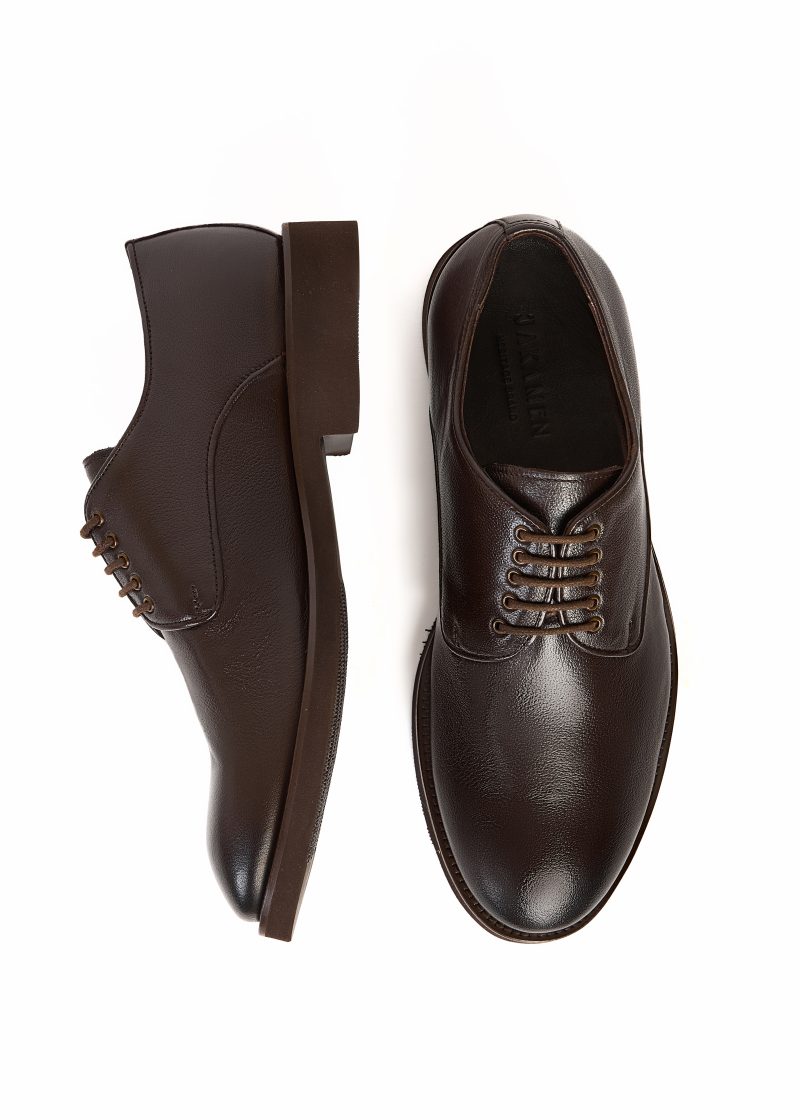 JK42KL14M031-Dark-brown-016-5 Classic Plain Genuine Leather Derby Shoes