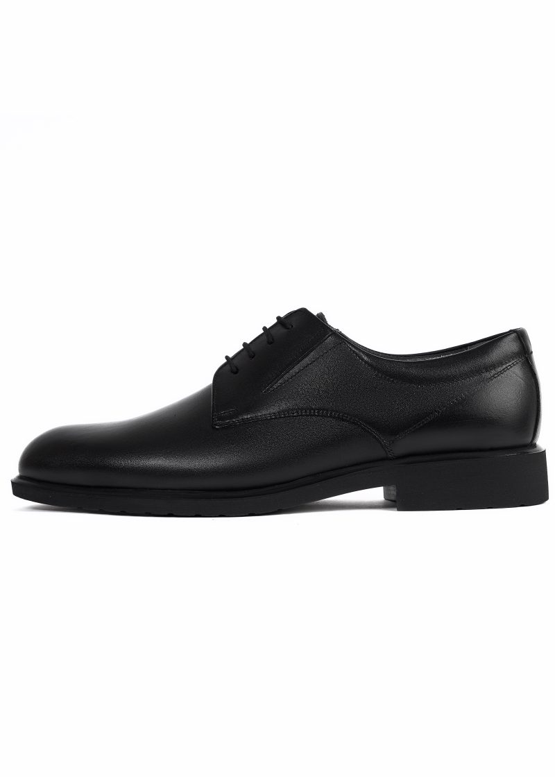 JK42KL14M082-Black-001-1 Black Plain Derby Shoes