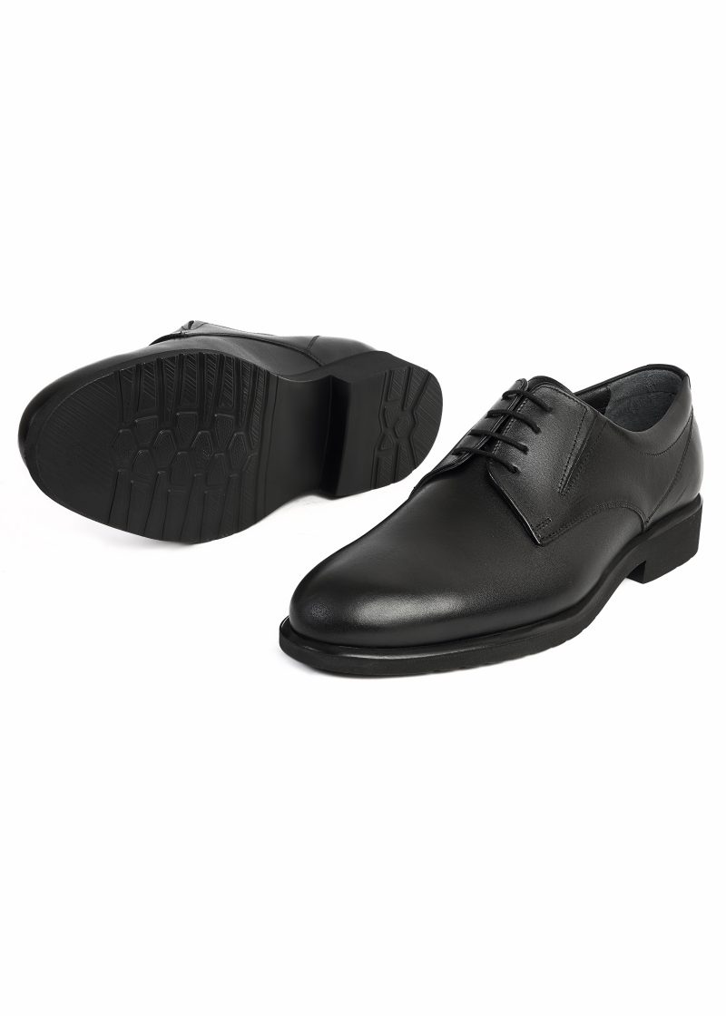JK42KL14M082-Black-001-3 Black Plain Derby Shoes