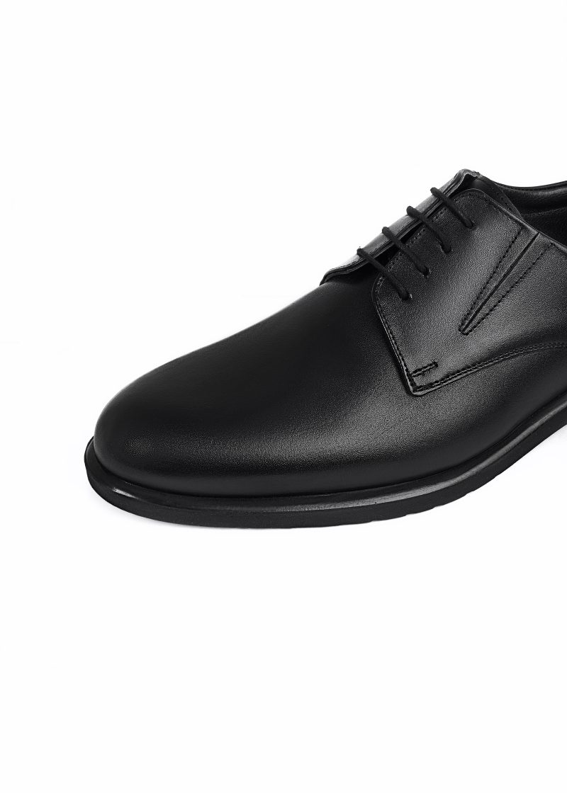 JK42KL14M082-Black-001-4 Black Plain Derby Shoes