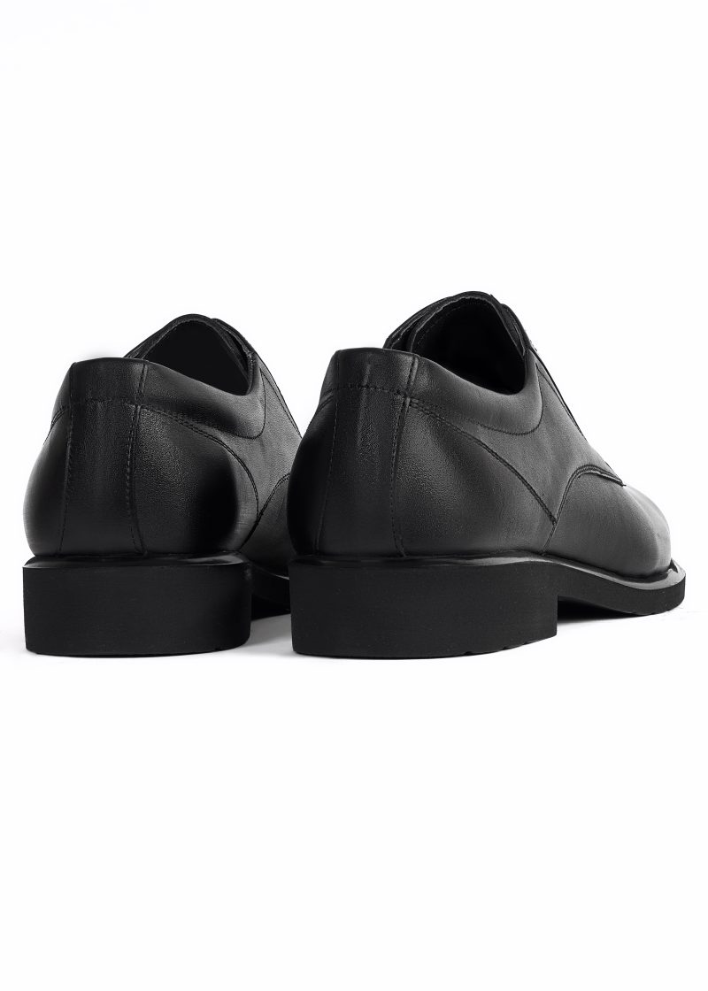 JK42KL14M082-Black-001-6 Black Plain Derby Shoes