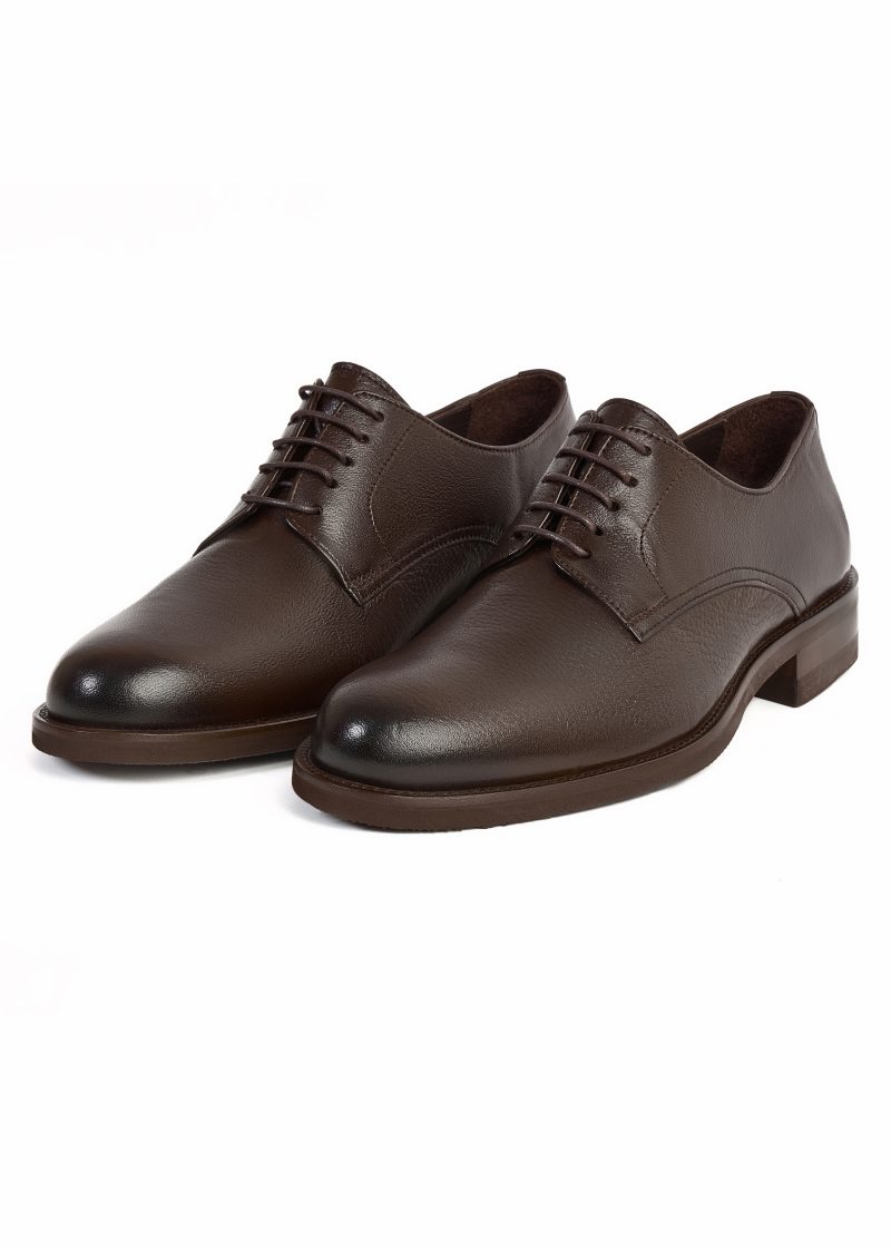 JK42KL14M092, Dark brown 016 (2) Classic Plain Genuine Leather Derby Shoes