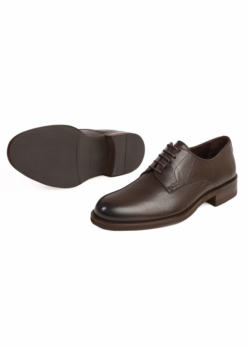 JK42KL14M092, Dark brown 016 (3) Classic Plain Genuine Leather Derby Shoes