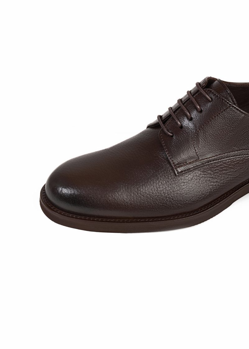 JK42KL14M092, Dark brown 016 (4) Classic Plain Genuine Leather Derby Shoes
