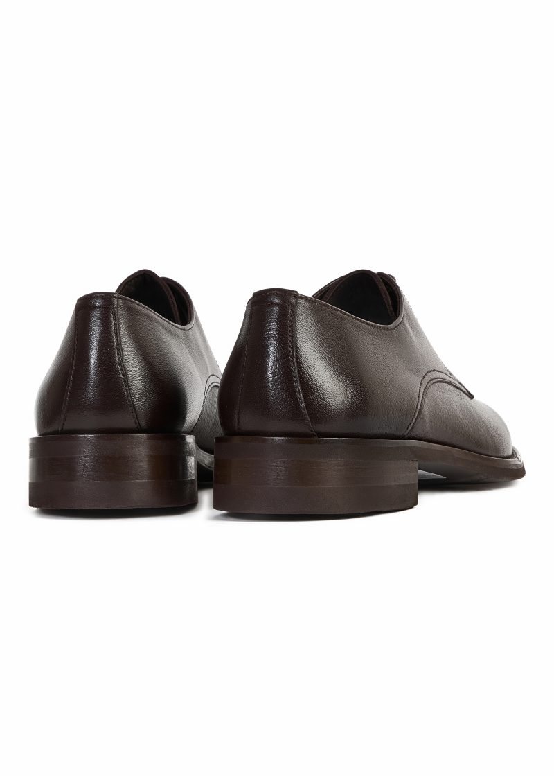 JK42KL14M092, Dark brown 016 (6) Classic Plain Genuine Leather Derby Shoes
