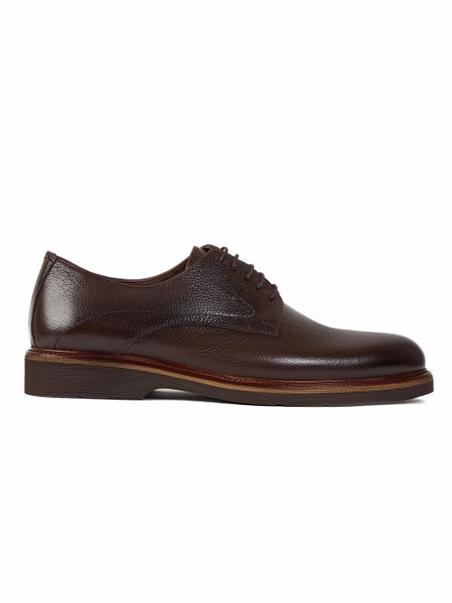 Wrinkled Leather Derby Shoes