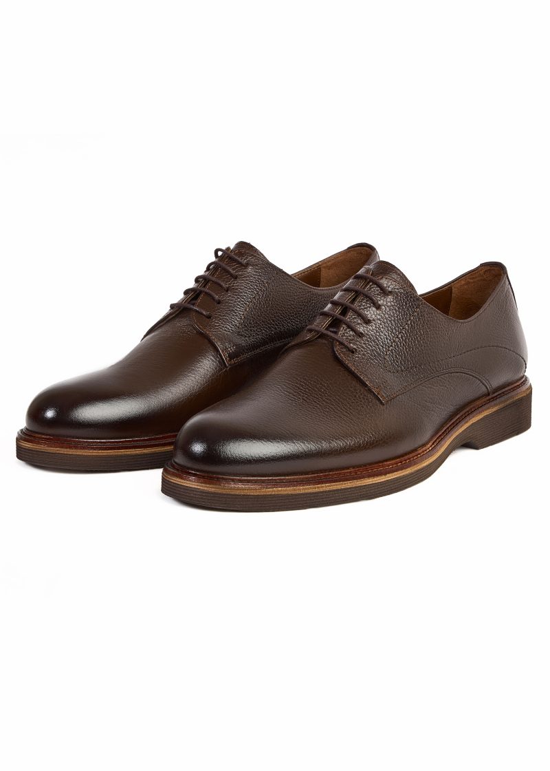 Wrinkled Leather Derby Shoes
