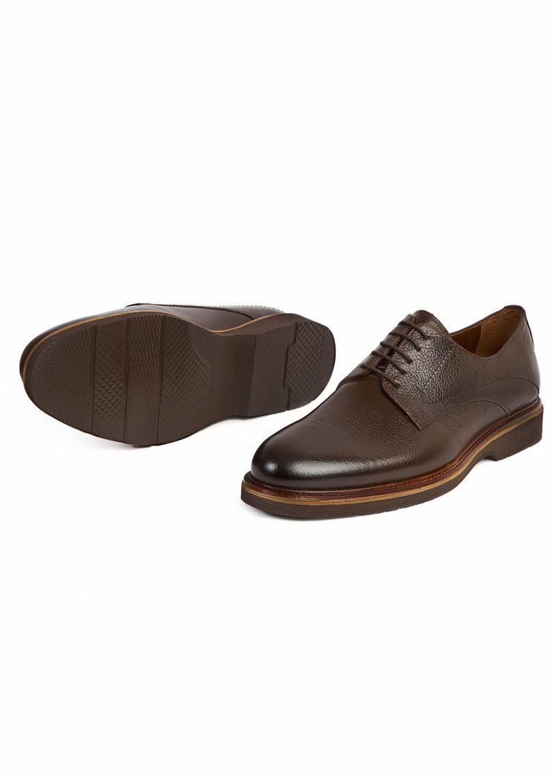 Wrinkled Leather Derby Shoes