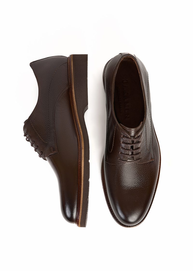 Wrinkled Leather Derby Shoes