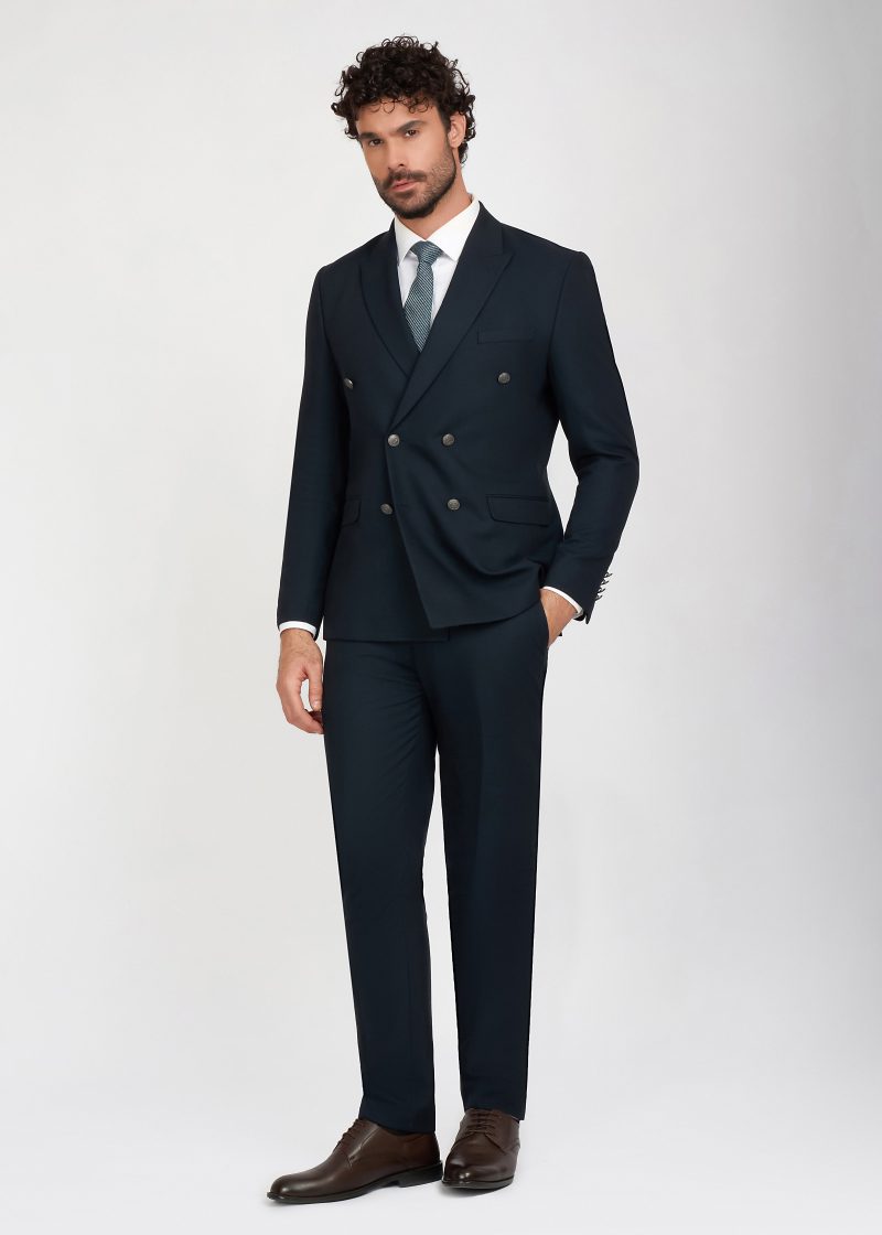 JK42SF02M058-Navy-002-2 Double Breasted Peak Lapel Suit
