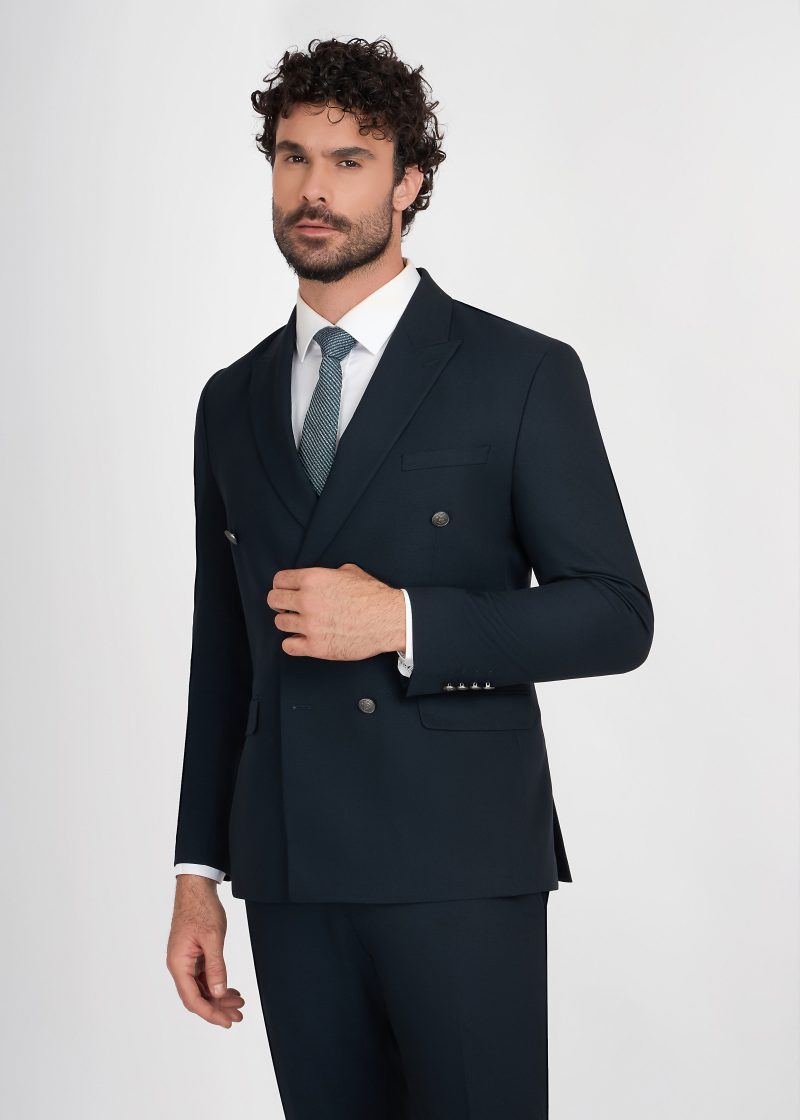 JK42SF02M058-Navy-002-4 Double Breasted Peak Lapel Suit