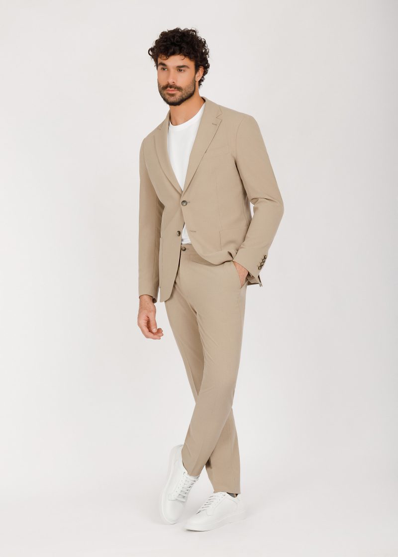 JK42SF02M062-Beige-028-2 Notch Lapel Slim Fit Suit