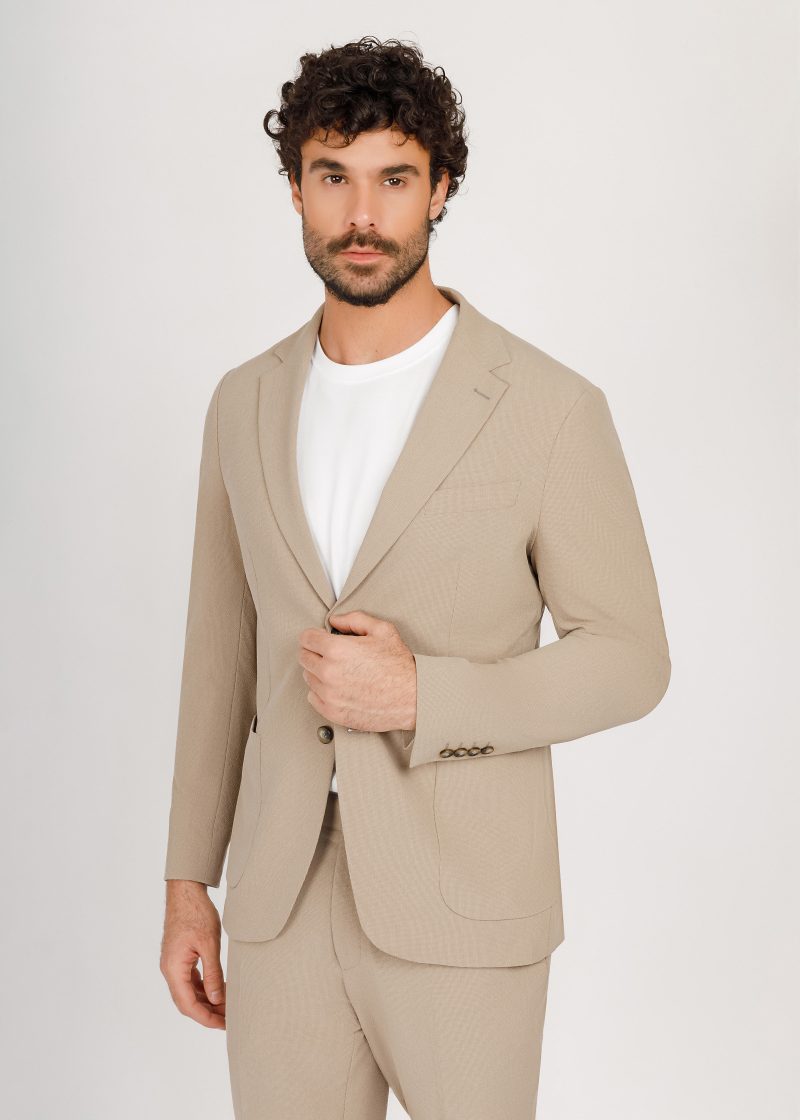 JK42SF02M062-Beige-028-4 Notch Lapel Slim Fit Suit
