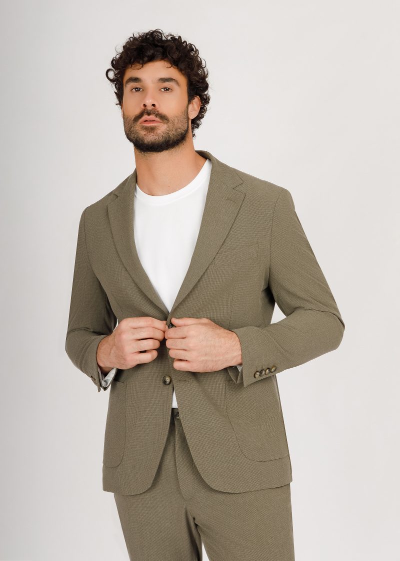 JK42SF02M062-Olive-107-4 Notch Lapel Slim Fit Suit