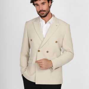 Double-Breasted Peak Lapel Suit – Slim Fit