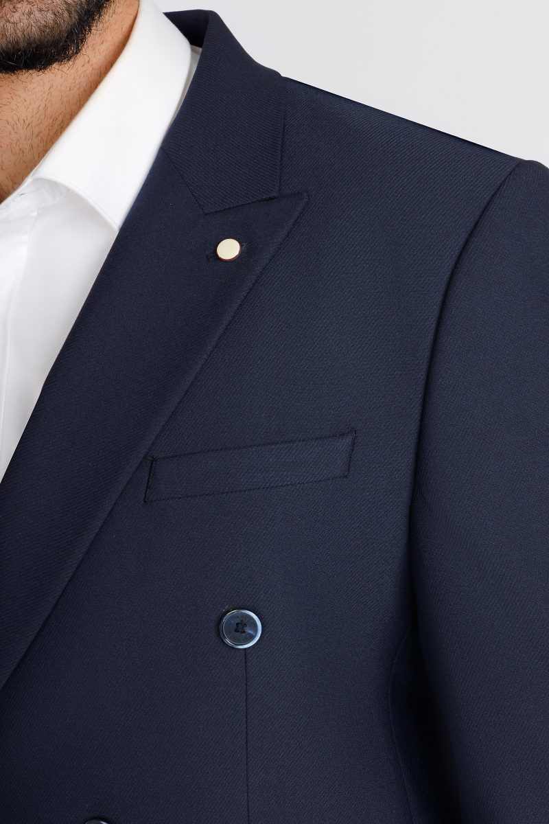 JK42SF04M041-Navy-002-2 Double-Breasted Peak Lapel Suit – Slim Fit