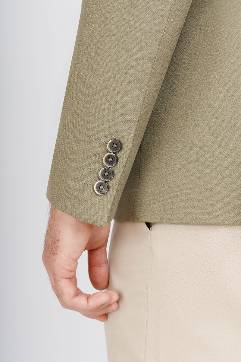 JK42SF04M041-Olive-523-3 Double-Breasted Peak Lapel Suit – Slim Fit