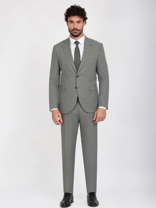 Notch Lapel Wool Blend Suit