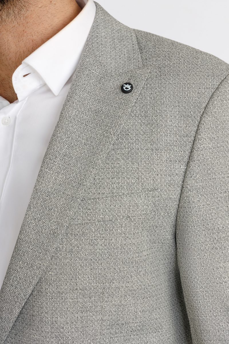 SK41SF04M002-Black-grey-001-2 Slim Fit Linen Textured Blazer