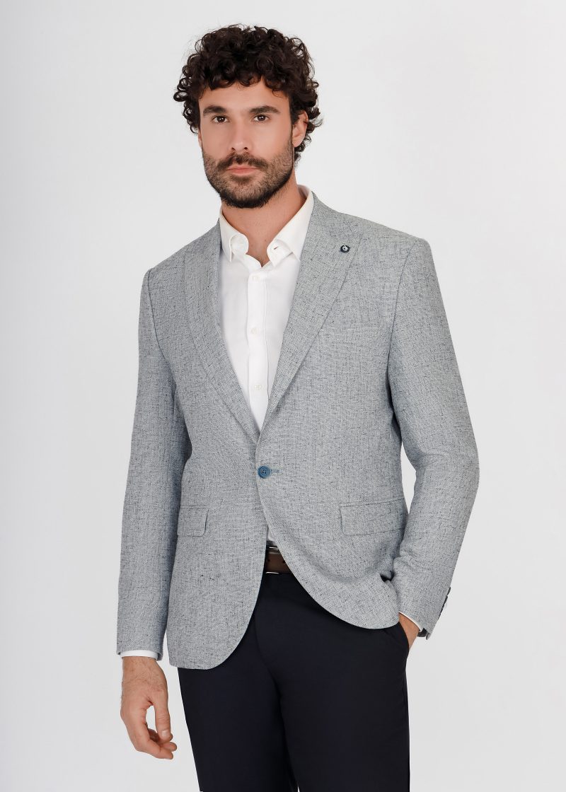 SK41SF04M002-Blue-navy-006-1 Slim Fit Linen Textured Blazer