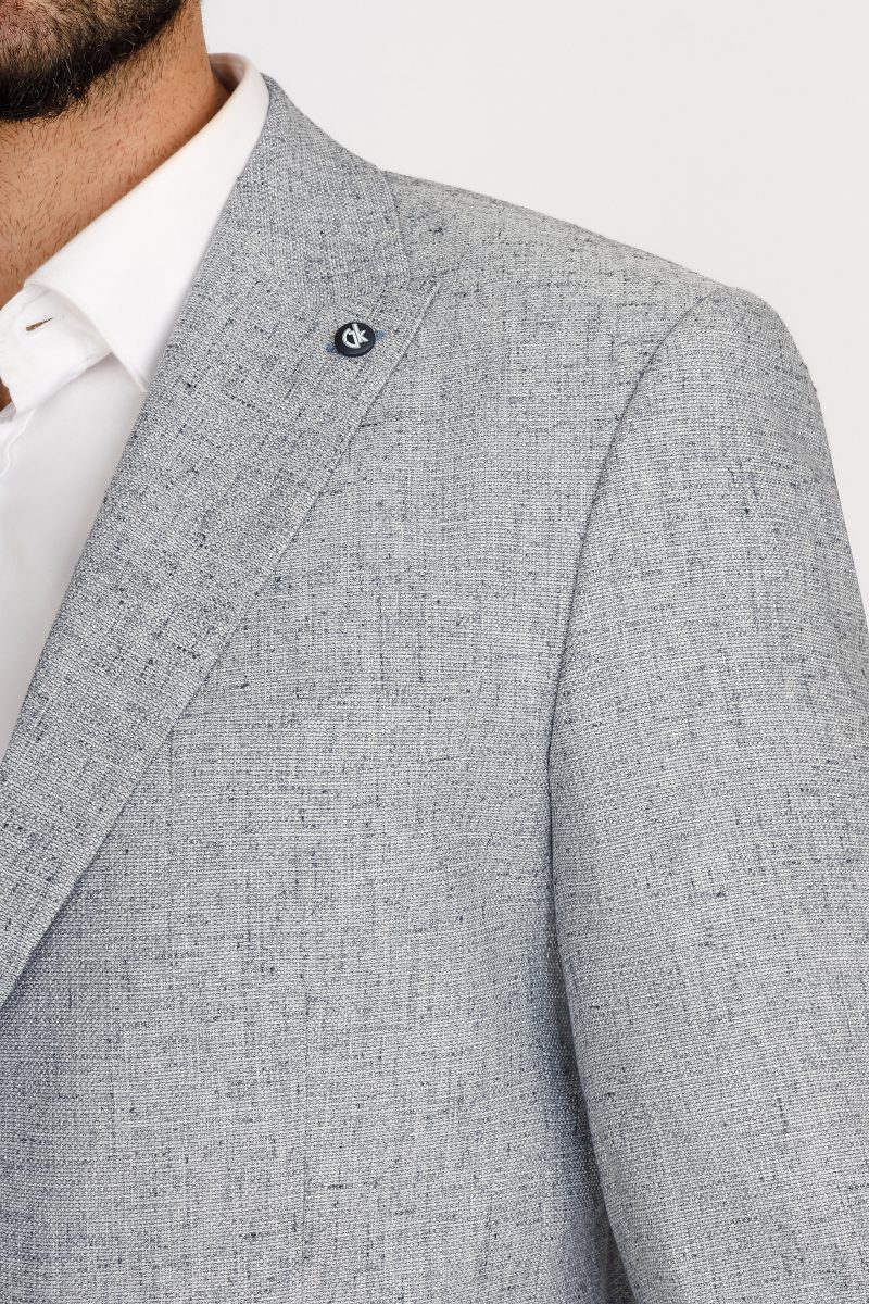 SK41SF04M002-Blue-navy-006-2 Slim Fit Linen Textured Blazer