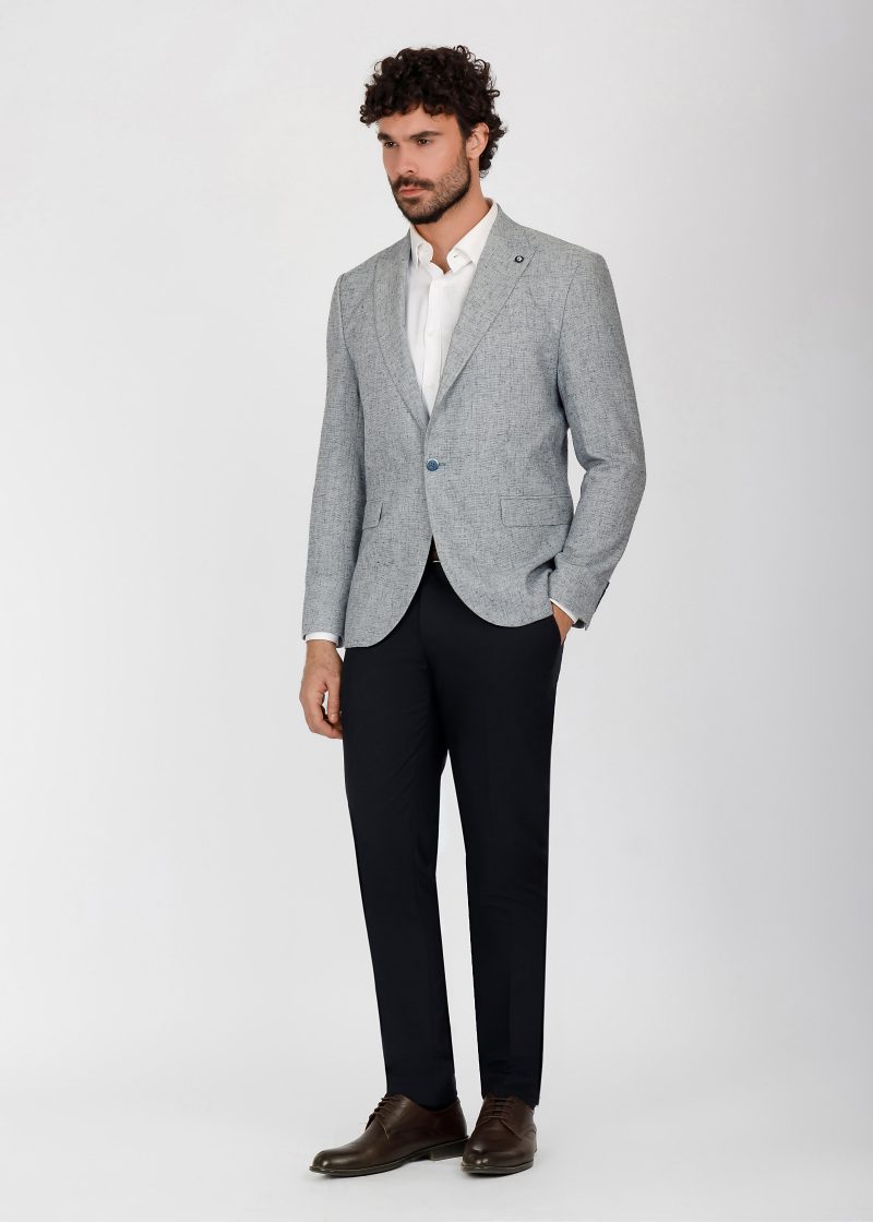 SK41SF04M002-Blue-navy-006-5 Slim Fit Linen Textured Blazer