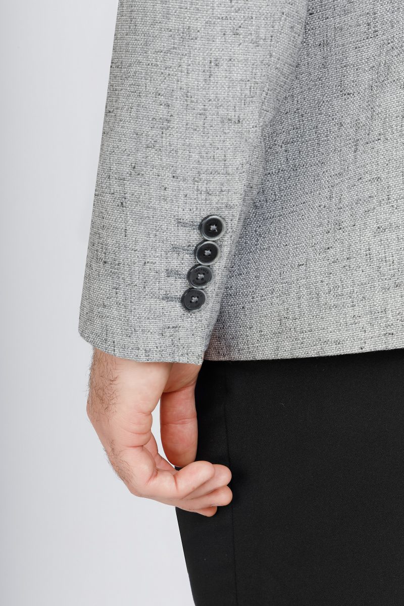 SK41SF04M002-Grey-black-014-3-1 Slim Fit Linen Textured Blazer