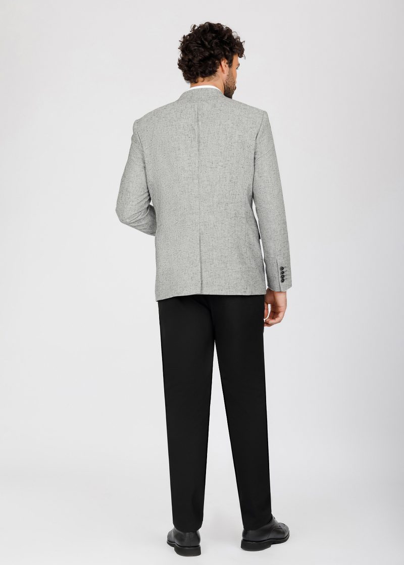 SK41SF04M002-Grey-black-014-6-1 Slim Fit Linen Textured Blazer