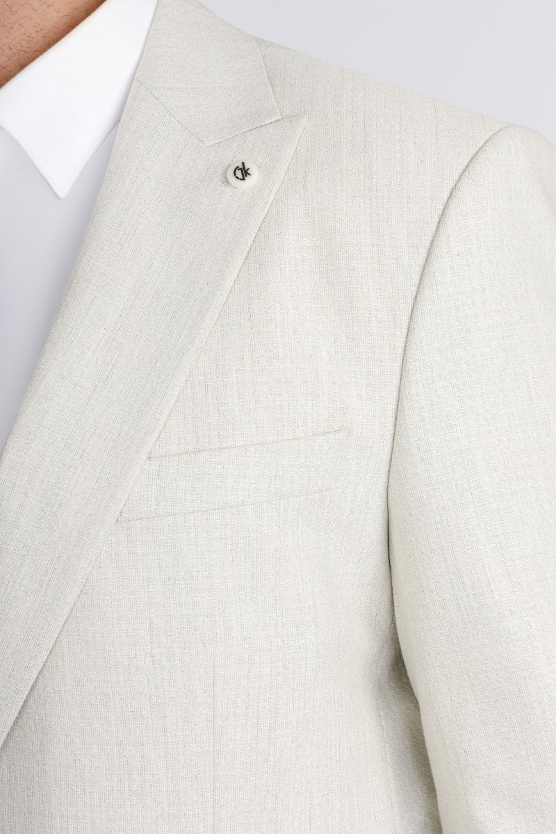 SK41SF04M002-Light-greige-028-2 Slim Fit Linen Textured Blazer