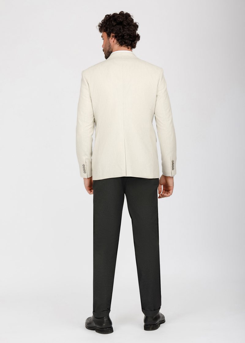 SK41SF04M002-Light-greige-028-6 Slim Fit Linen Textured Blazer