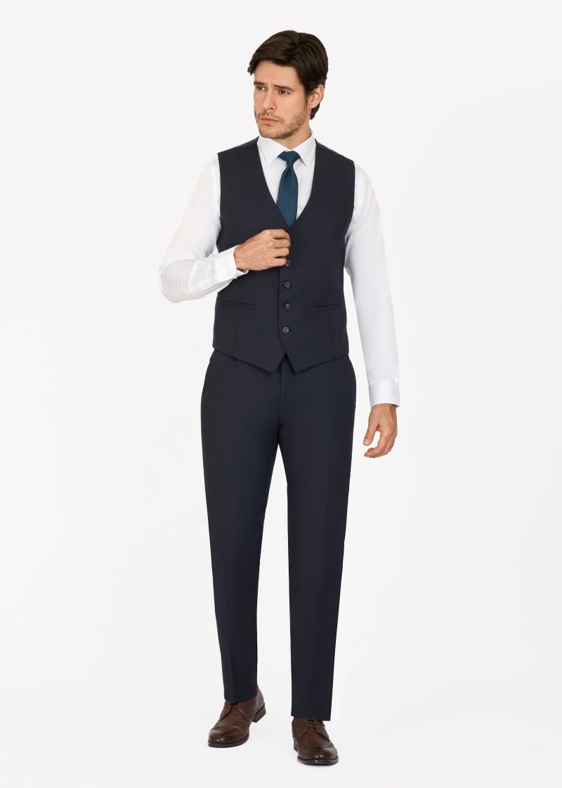 SK42SF02M017-Green-107-6 Checked Peak Lapel Slim Fit Vest Suit