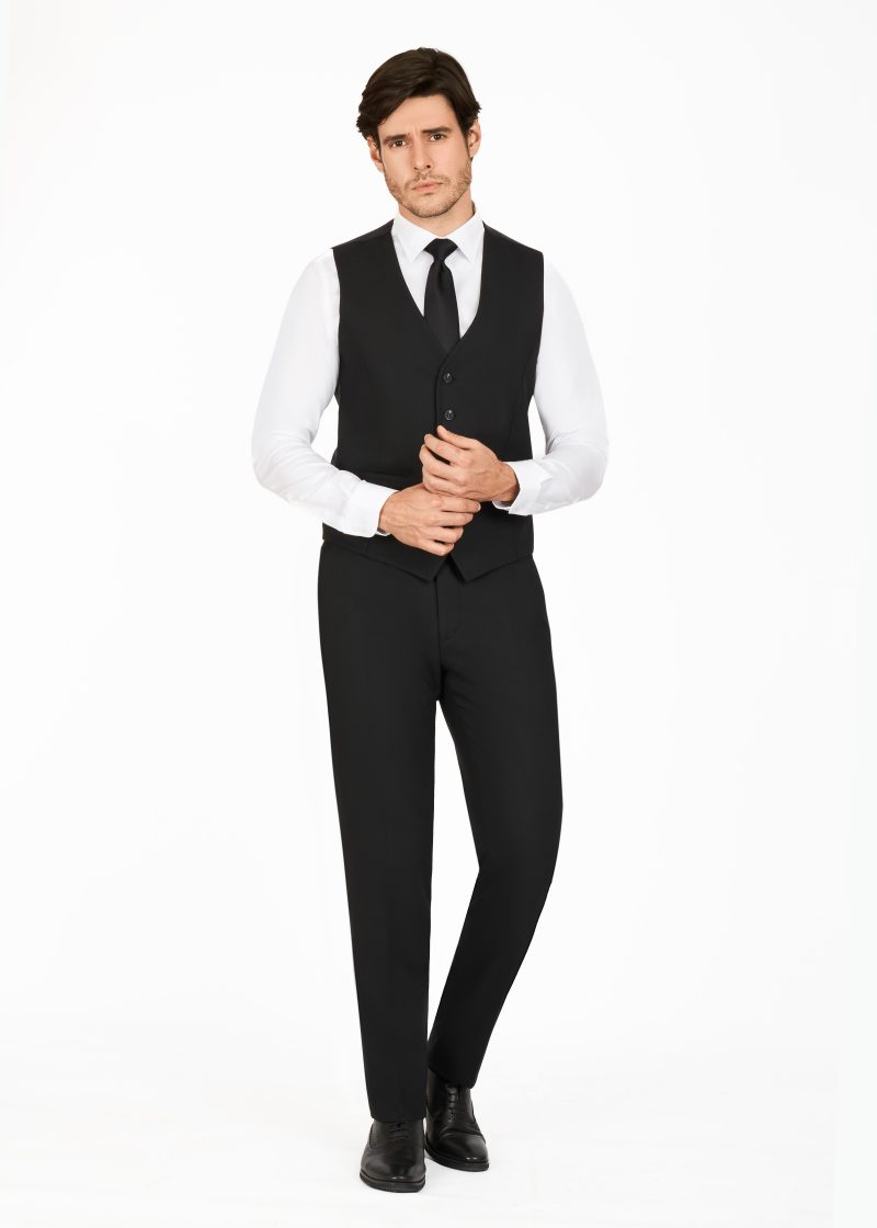 SK42SF02M017-Maroon-043-6 Checked Peak Lapel Slim Fit Vest Suit