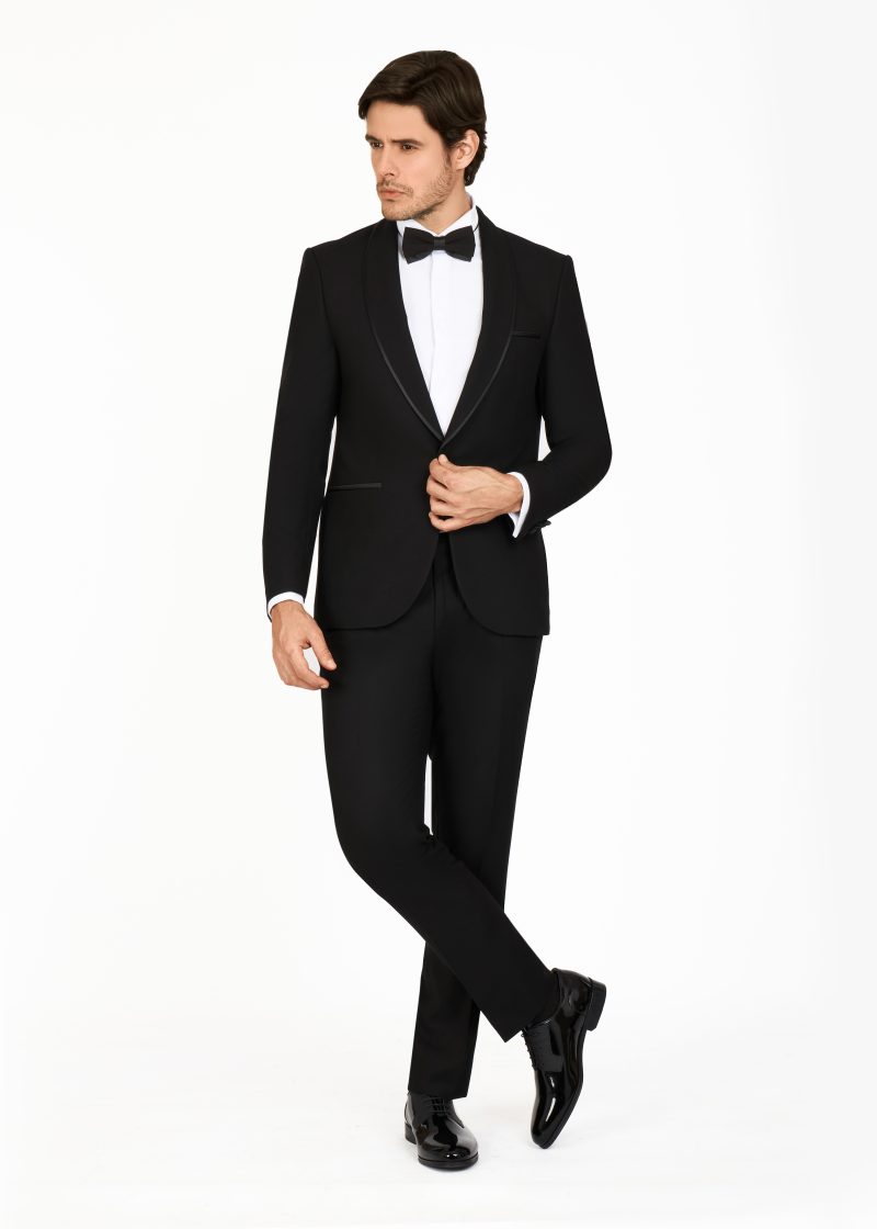 SK42SF18M004, Black 001 (1) Shawl Lapel Slim Fit Tuxedo