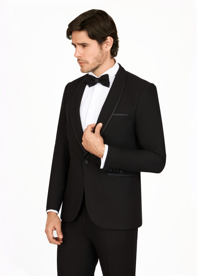 SK42SF18M004, Black 001 (3) Shawl Lapel Slim Fit Tuxedo