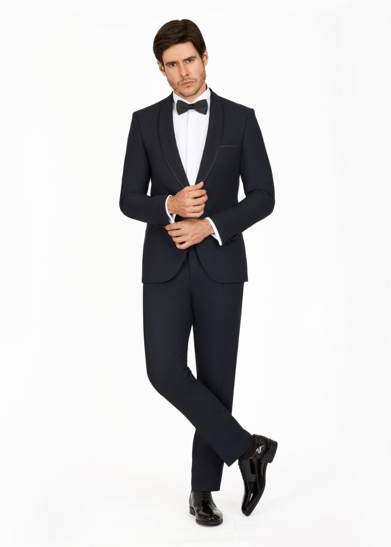 SK42SF18M004-Navy-002-1 Shawl Lapel Slim Fit Tuxedo