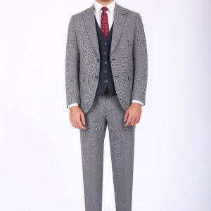 Slim Fit Suit with Notch Lapel & Double Face Vest