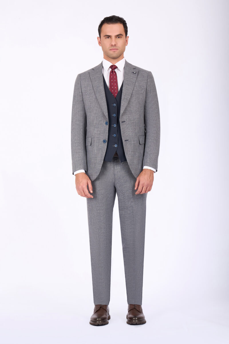 Slim Fit Suit with Notch Lapel & Double Face Vest