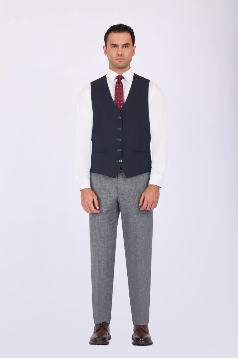 Slim Fit Suit with Notch Lapel & Double Face Vest