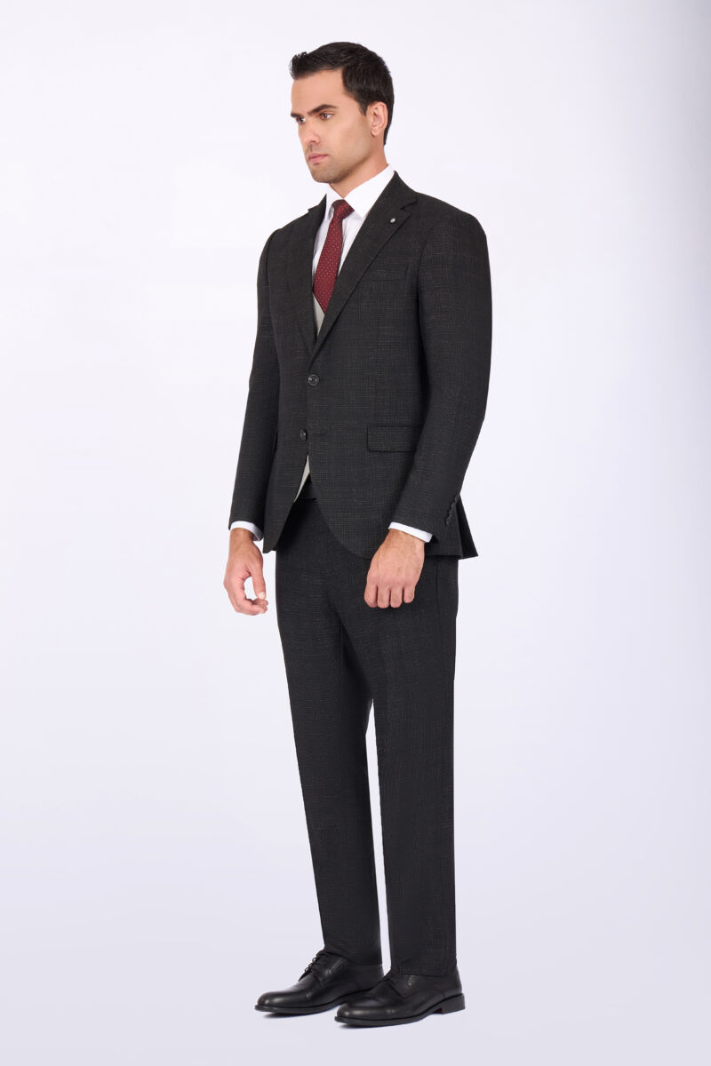 Slim Fit Suit with Notch Lapel & Combined Detailing