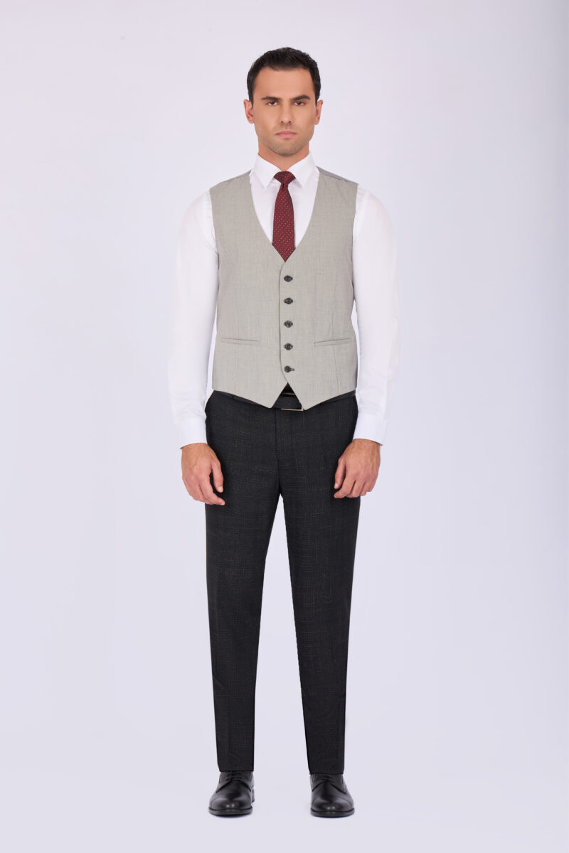 Slim Fit Suit with Notch Lapel & Combined Detailing