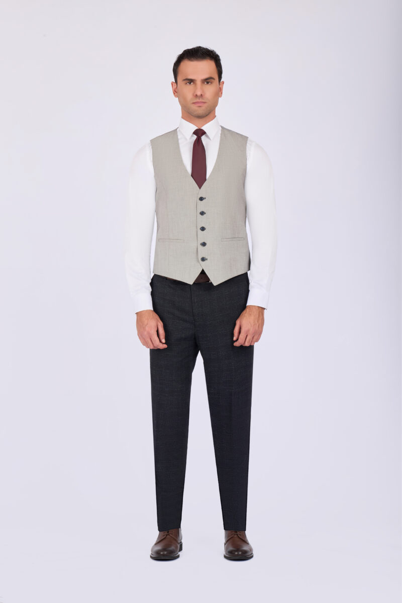 Slim Fit Suit with Notch Lapel & Combined Detailing