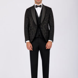Brocade Wedding Suit with Shawl Satin Lapel