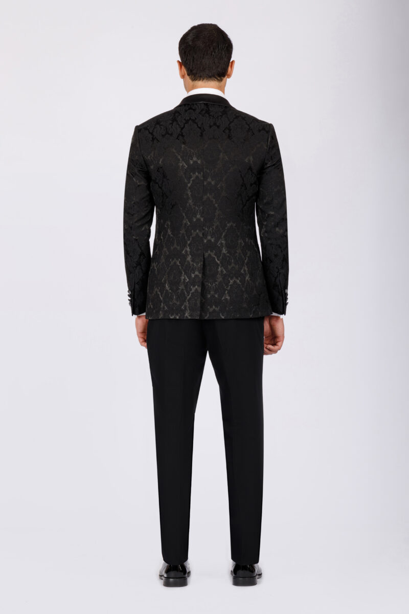 Brocade Wedding Suit with Shawl Satin Lapel
