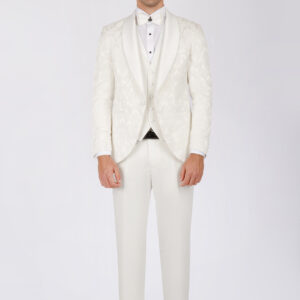Brocade Wedding Suit with Shawl Satin Lapel