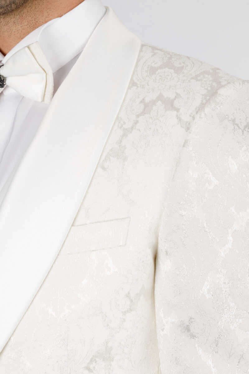 Brocade Wedding Suit with Shawl Satin Lapel