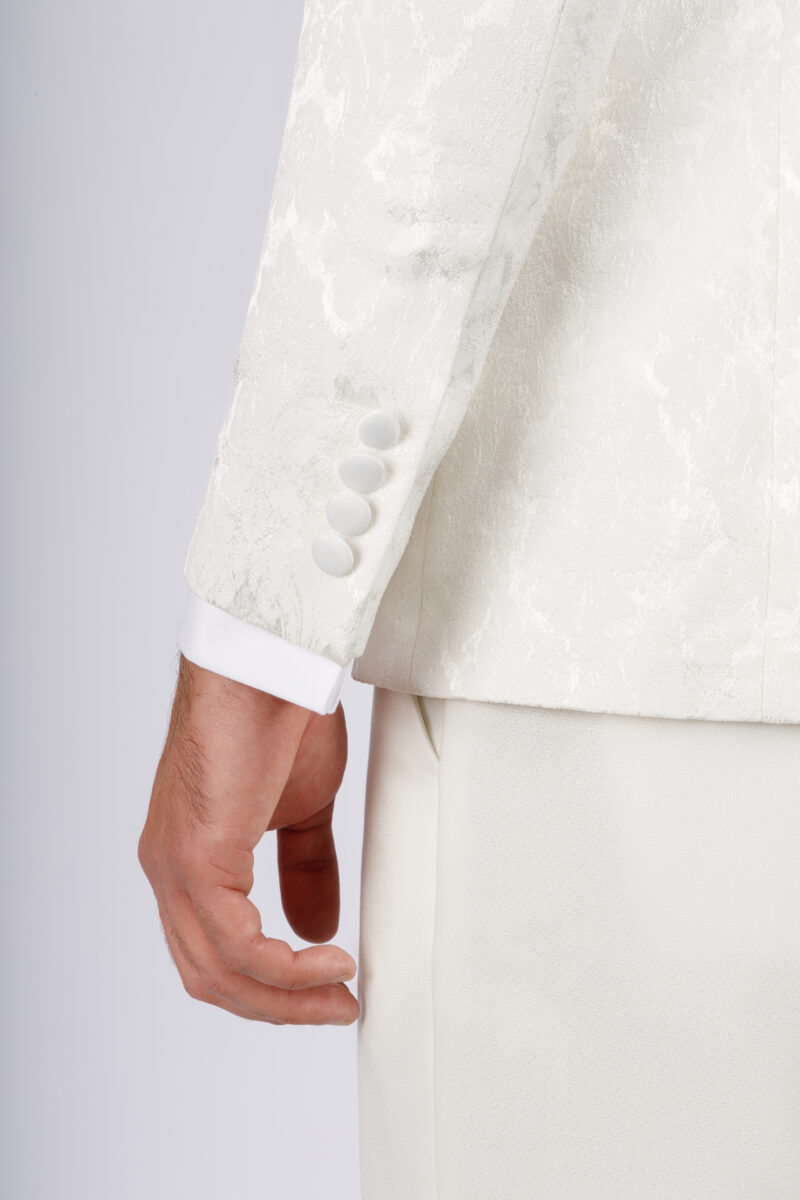 Brocade Wedding Suit with Shawl Satin Lapel