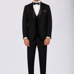 Wedding Suit with Removable Shawl Satin Lapel