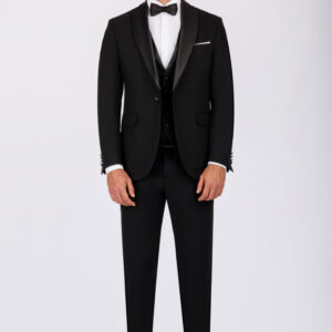 Wedding Suit with Removable Satin Lapel