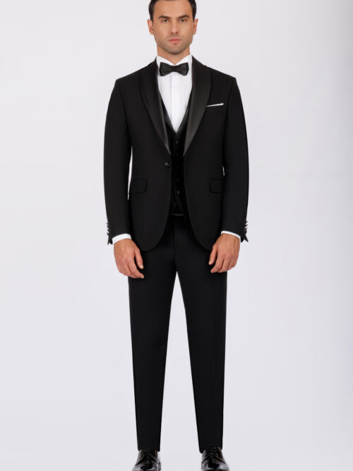Wedding Suit with Removable Satin Lapel